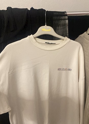 Beyaz Pamuklu Baskılı Kadın Sweatshirt