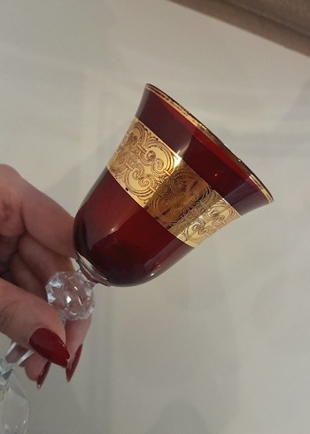 1960 model Bohemina Altın yaldızlı vintage likör kadehi - Görsel 2