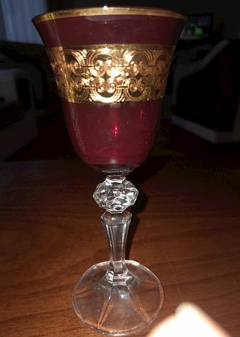 1960 model Bohemina Altın yaldızlı vintage likör kadehi - Görsel 3