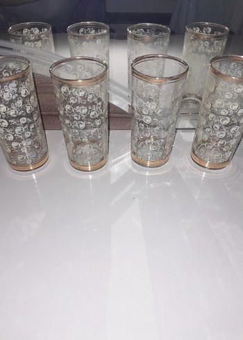 Altın yaldızlı cam bardak - Görsel 3