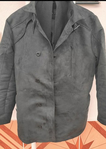 Gri Süet Erkek Ceket Düğmeli Notch Yaka - Görsel 2