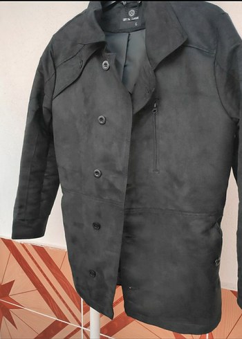 Gri Süet Erkek Ceket Düğmeli Notch Yaka - Görsel 3