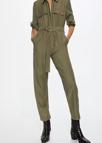 Mango Uzun Kollu Kemerli Kadın Tulum - Görsel 5