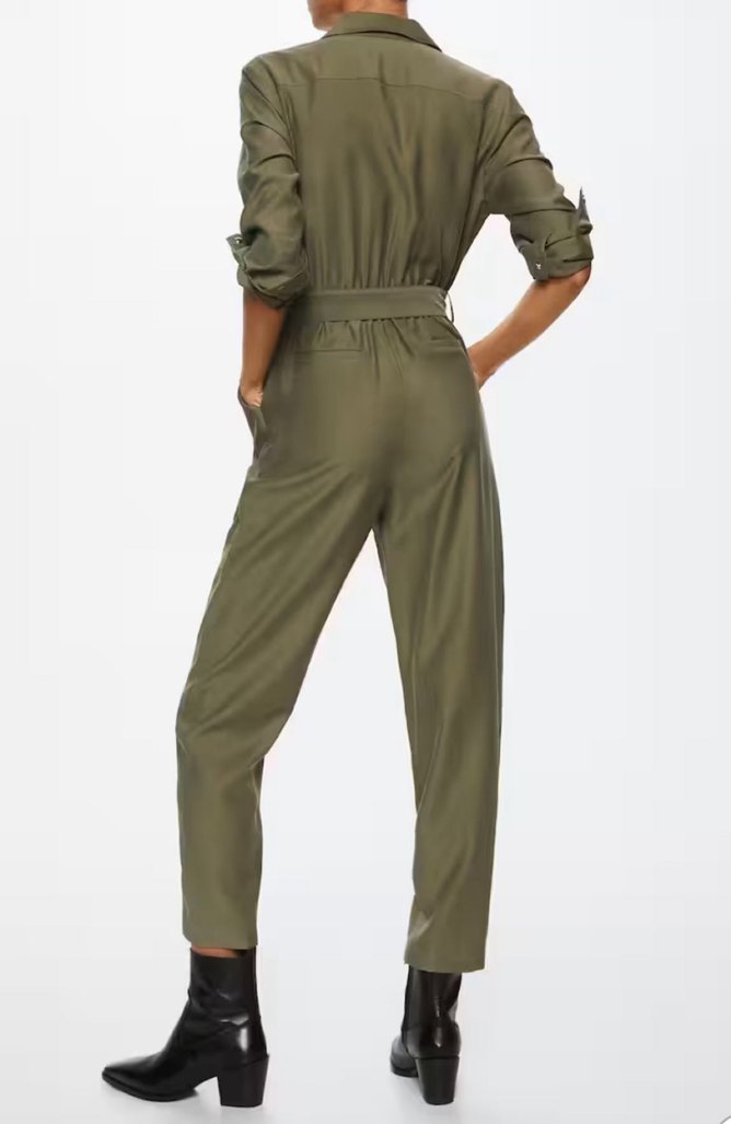 Mango Uzun Kollu Kemerli Kadın Tulum - Görsel 4