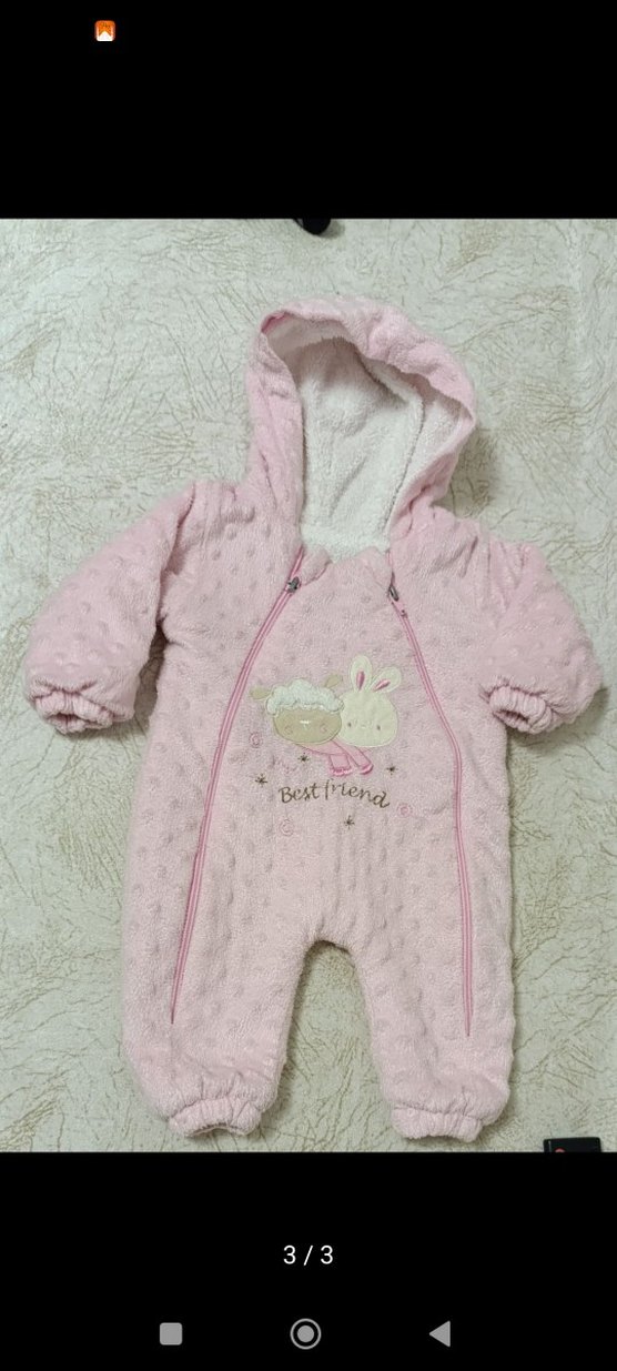 Pembe Kapüşonlu  Bebek Tulumu - Görsel 2