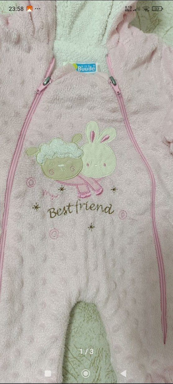 Pembe Kapüşonlu  Bebek Tulumu - Görsel 3