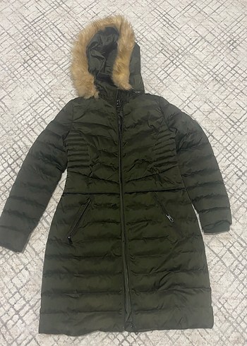 Kürk Detaylı Uzun Kahverengi Kadın Mont