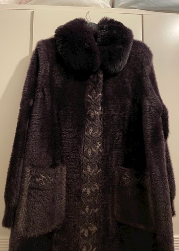 Uzun Siyah Kürklü Kadın Kaban - Görsel 11