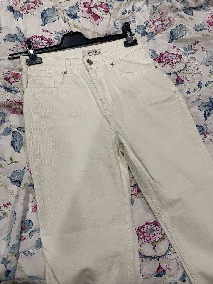 Kadın Ekru Düz Kesim Midi Pantolon - Görsel 3