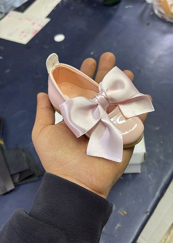 18 numara Pembe Fiyonklu Kız Babet Ayakkabı - Görsel 2