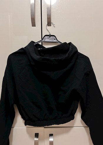 Siyah Kapüşonlu Kadın Sweatshirt - Görsel 2