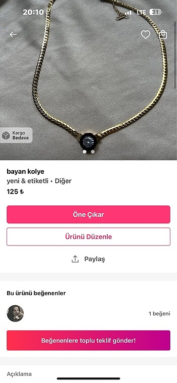  Beden italyan kolye