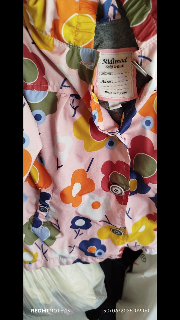 Çiçek Desenli Renkli Kız Yağmurluk - Görsel 4