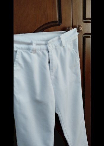 Beyaz Midi Kumaş erkek Pantolon - Görsel 5