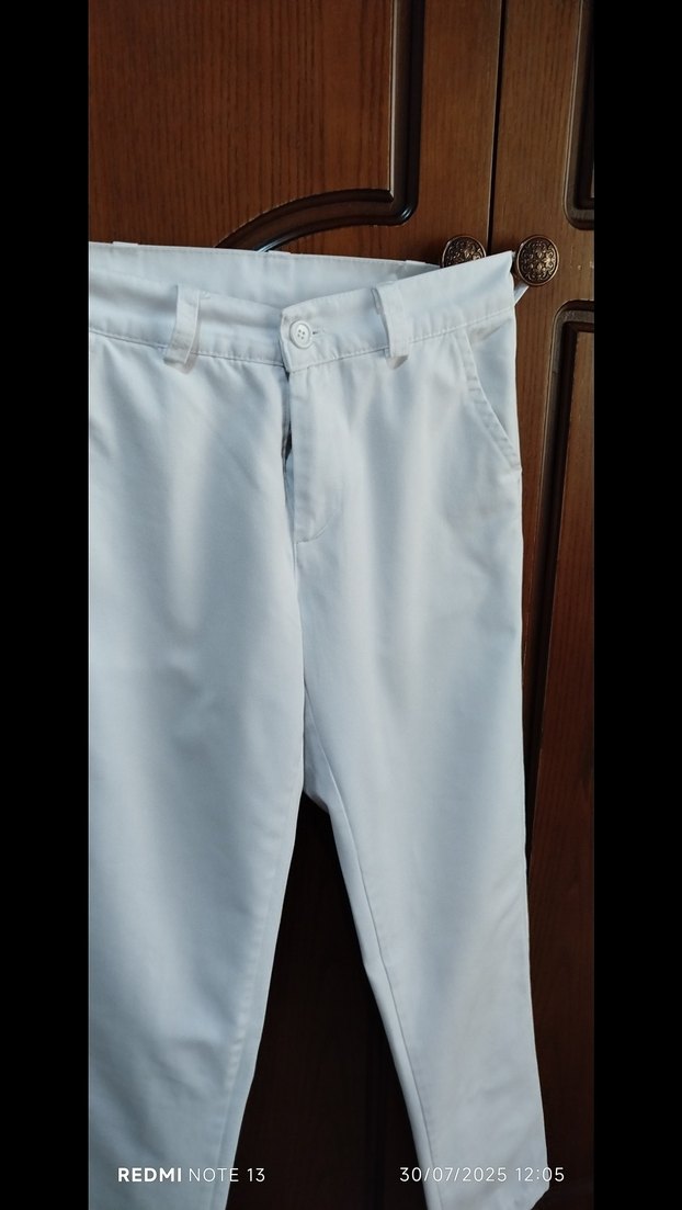 Beyaz Midi Kumaş erkek Pantolon - Görsel 2