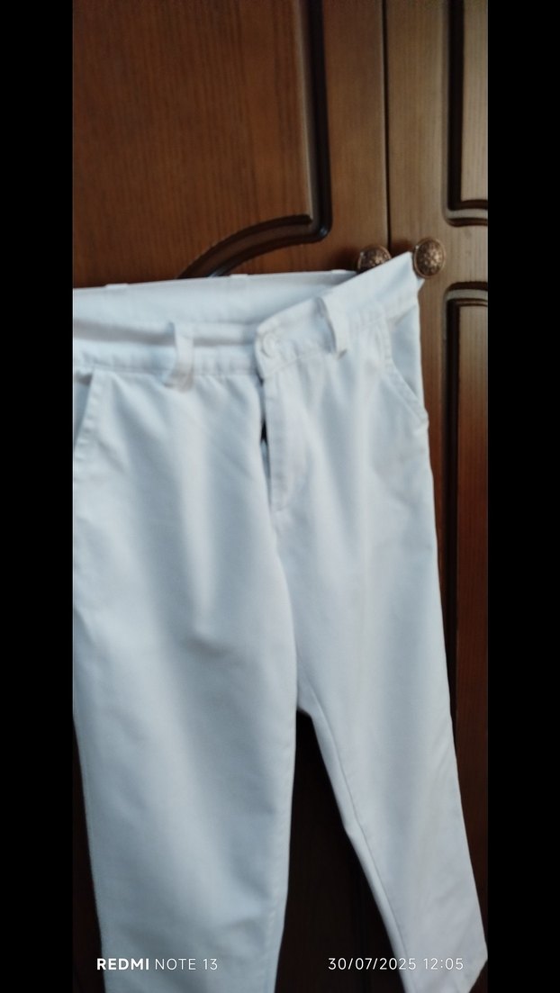 Beyaz Midi Kumaş erkek Pantolon - Görsel 5