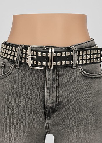 Gri Denim Rock Punk Kemer