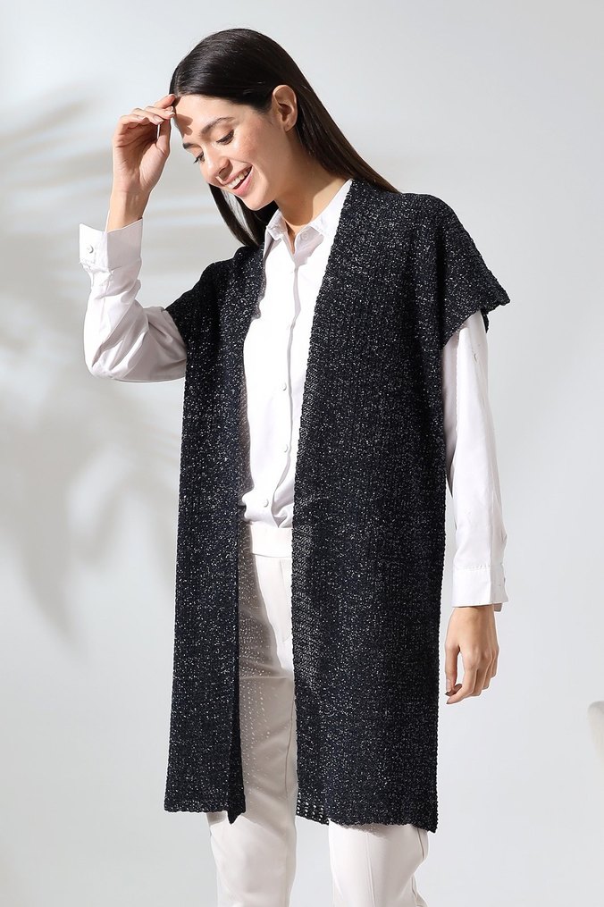 Simli Örgü Kadın Hırka - Görsel 2