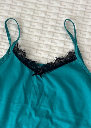 Dantel Detaylı Turkuaz V Yaka Atlet - Görsel 2