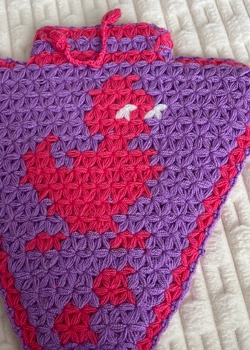 Mor Renkli Örgü Banyo lifi çeyiz - Görsel 2