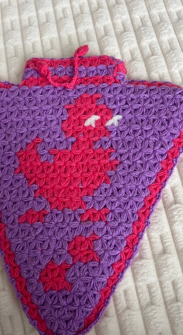 Mor Renkli Örgü Banyo lifi çeyiz - Görsel 2