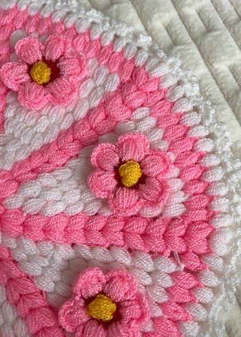 Pembe Çiçekli Yuvarlak banyo lifi çeyiz - Görsel 3