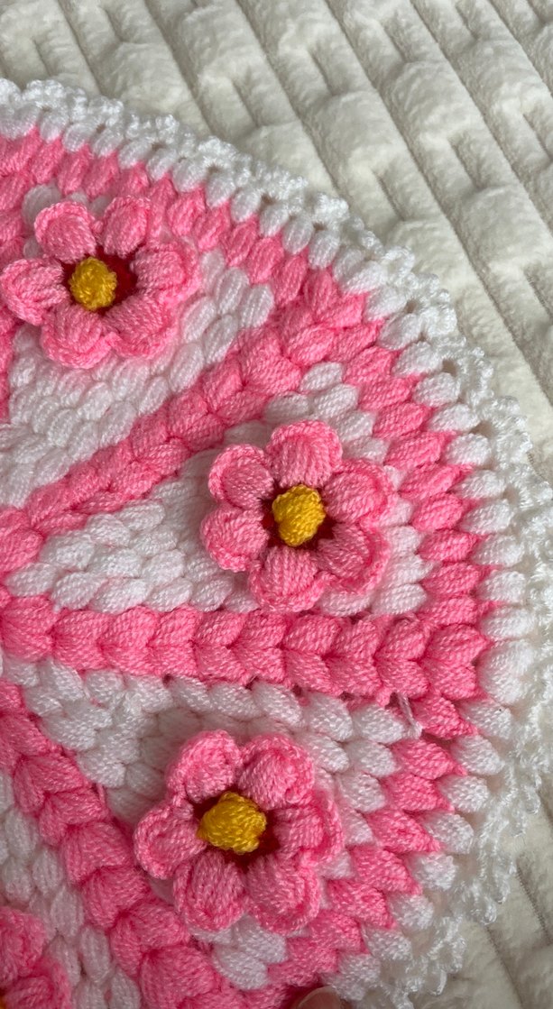 Pembe Çiçekli Yuvarlak banyo lifi çeyiz - Görsel 3