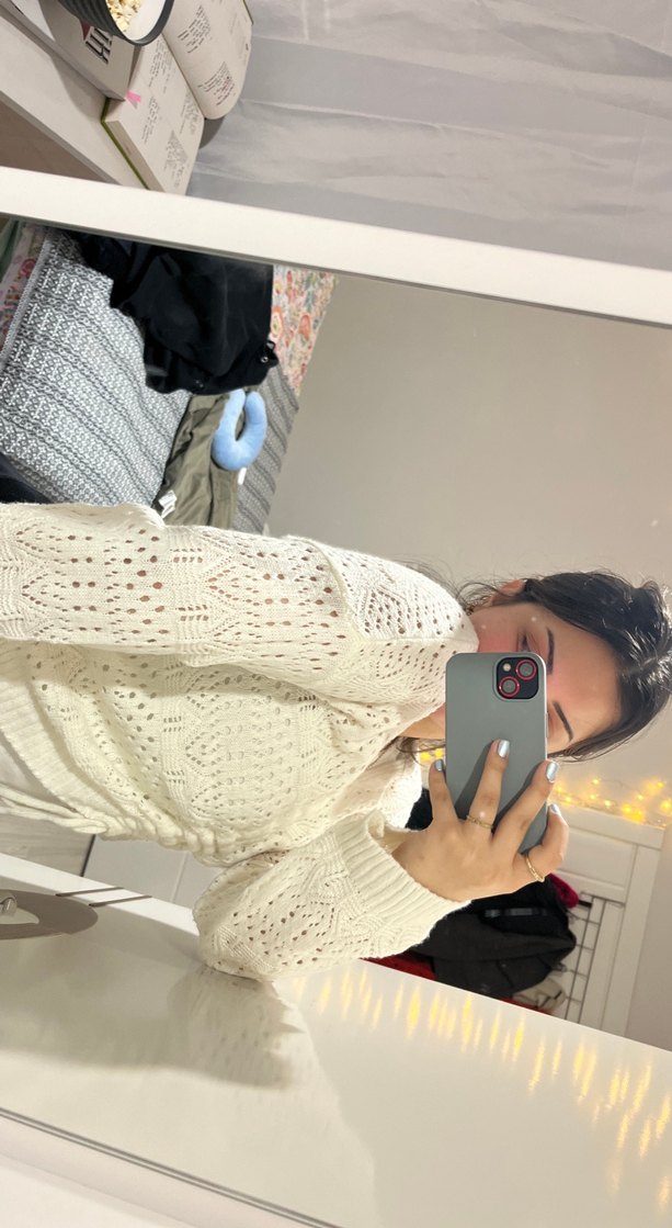 Beyaz Yaka Örgü Kadın Kazak - Görsel 2