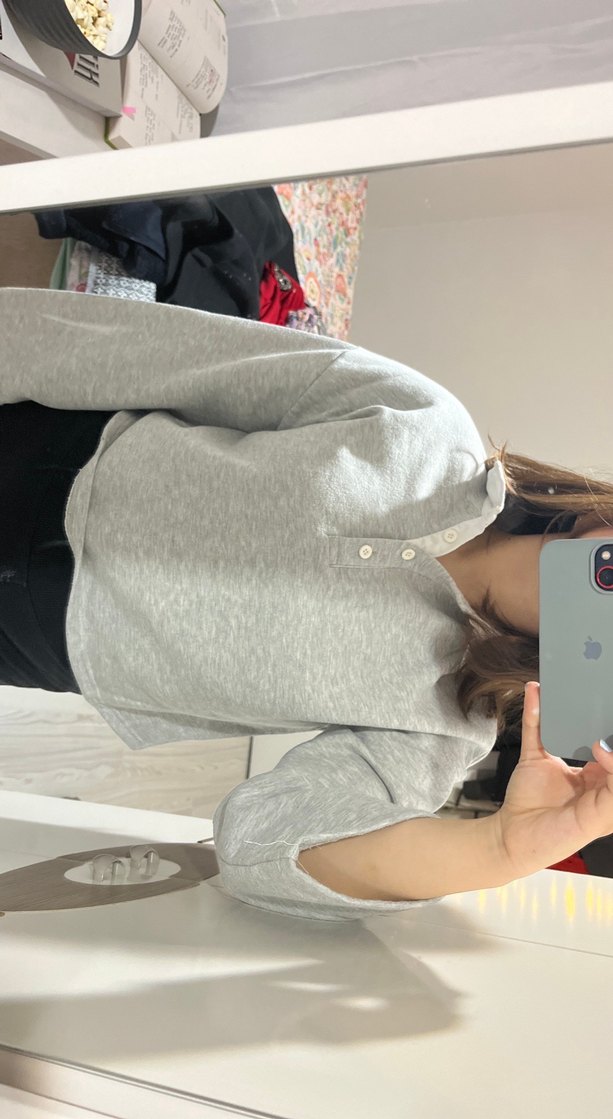 Gri Yüksek Yakalı Kadın Sweatshirt - Görsel 4