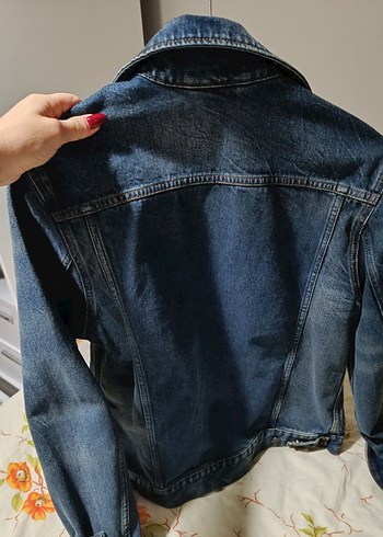 Kadın Lacivert Düğmeli Denim Ceket - Görsel 2
