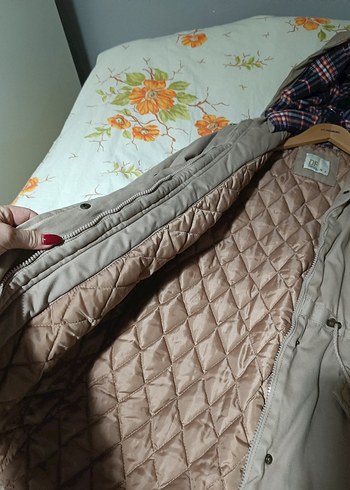 Gri Düğmeli Midi Kadın Mont - Görsel 3