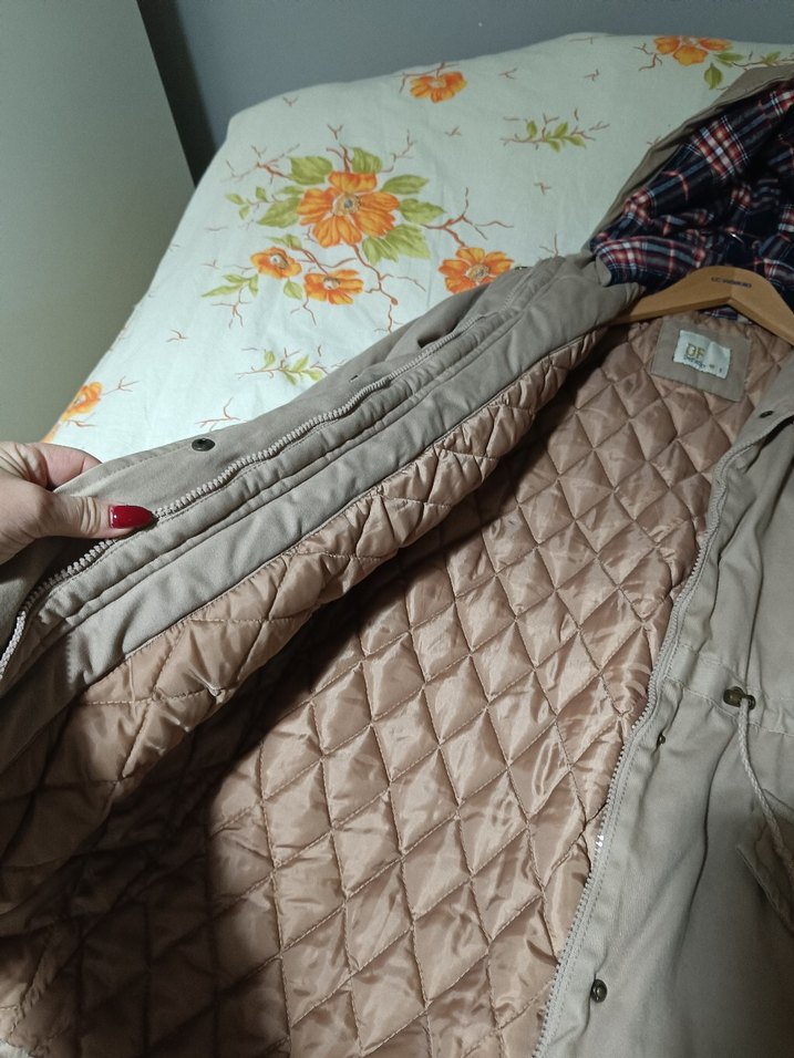 Gri Düğmeli Midi Kadın Mont - Görsel 3