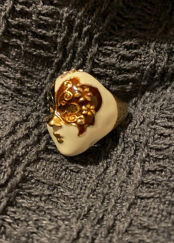 Beden Beyaz Gotik Nakışlı Yüz Kaplama Maske Efekt Sanatsal Kadın Yüzük
