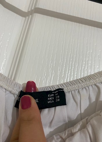 Beyaz Keten Straplez Midi Bluz - Görsel 4