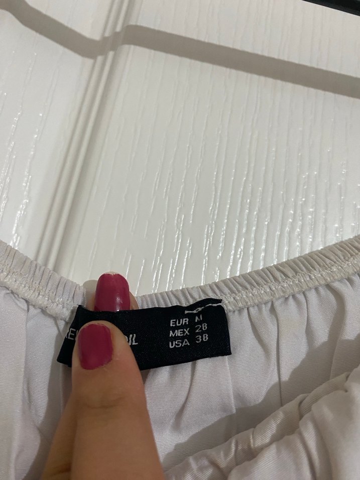 Beyaz Keten Straplez Midi Bluz - Görsel 4