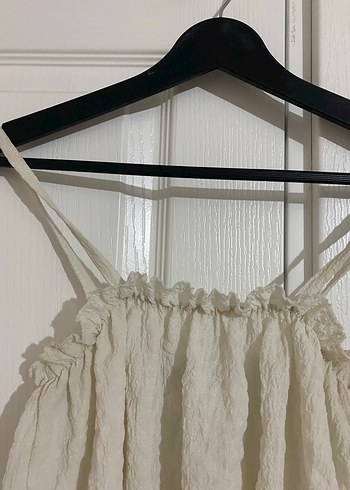 Kadın Beyaz Keten Askılı Bluz - Görsel 2