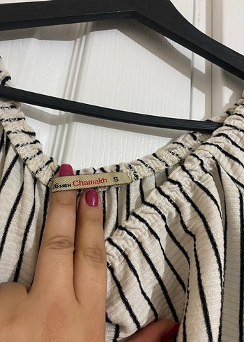 Çizgili Pilili Keten Bluz - Görsel 2