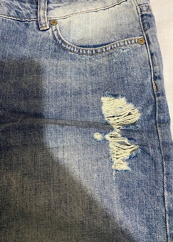 Kadın Mavi Mini Denim Şort - Görsel 2