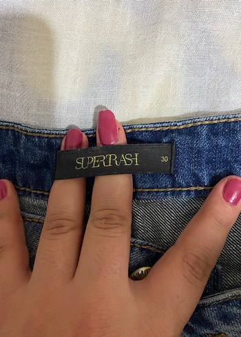 Kadın Mavi Mini Denim Şort - Görsel 5