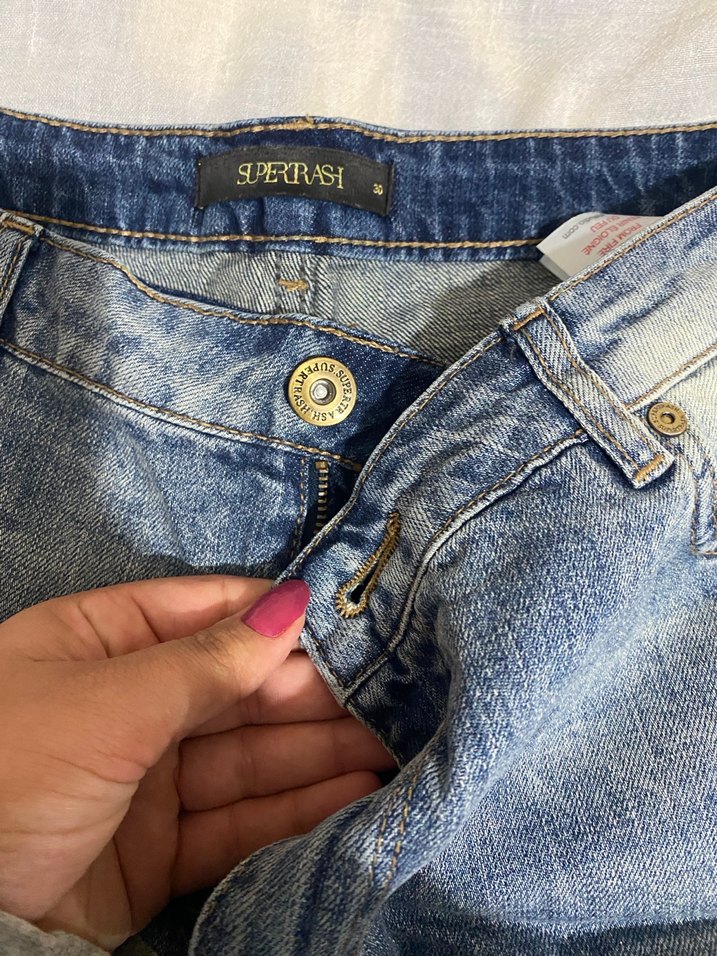 Kadın Mavi Mini Denim Şort - Görsel 4