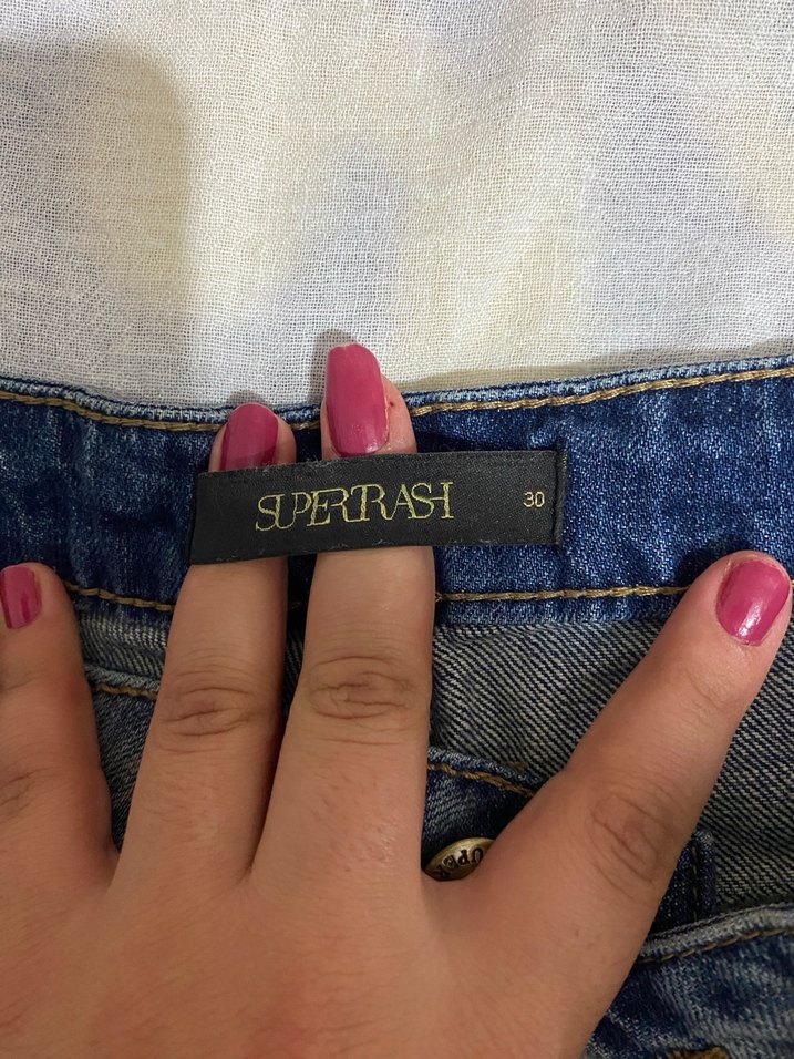 Kadın Mavi Mini Denim Şort - Görsel 5