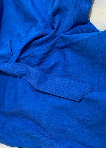 Parlak Mavi Keten Şort - Görsel 2