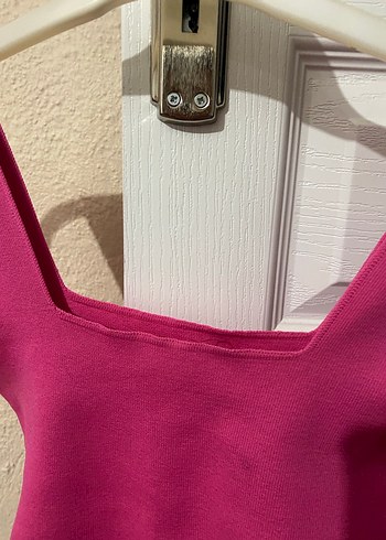 Pembe Kare Yaka Kadın Mini Atlet - Görsel 4