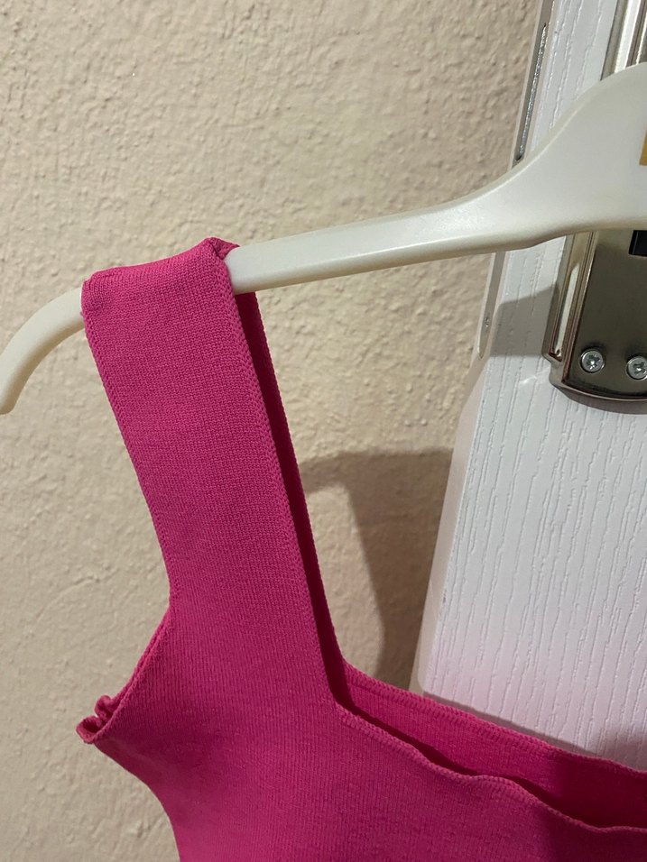 Pembe Kare Yaka Kadın Mini Atlet - Görsel 3