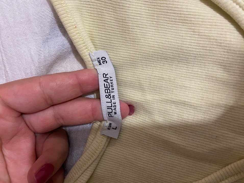 Sarı Pamuk Düğmeli Crop - Görsel 4