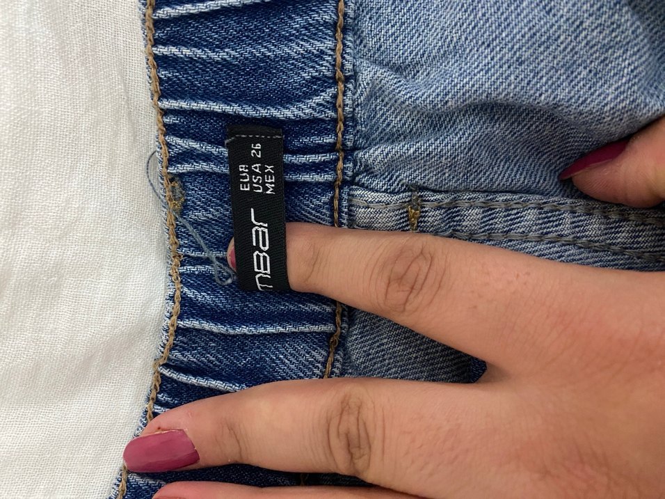 Kadın Mavi Kısa Kot Şort Kemerli - Görsel 3