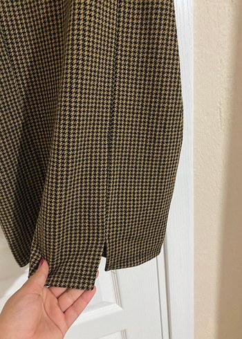 Kahverengi Kareli Mini Askılı Elbise - Görsel 2