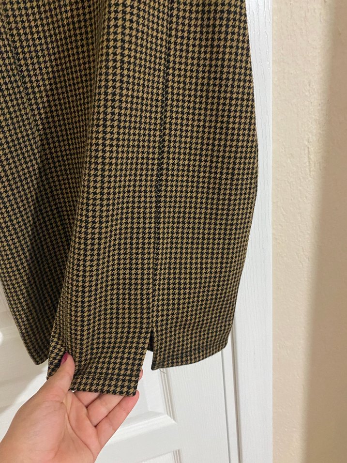 Kahverengi Kareli Mini Askılı Elbise - Görsel 2