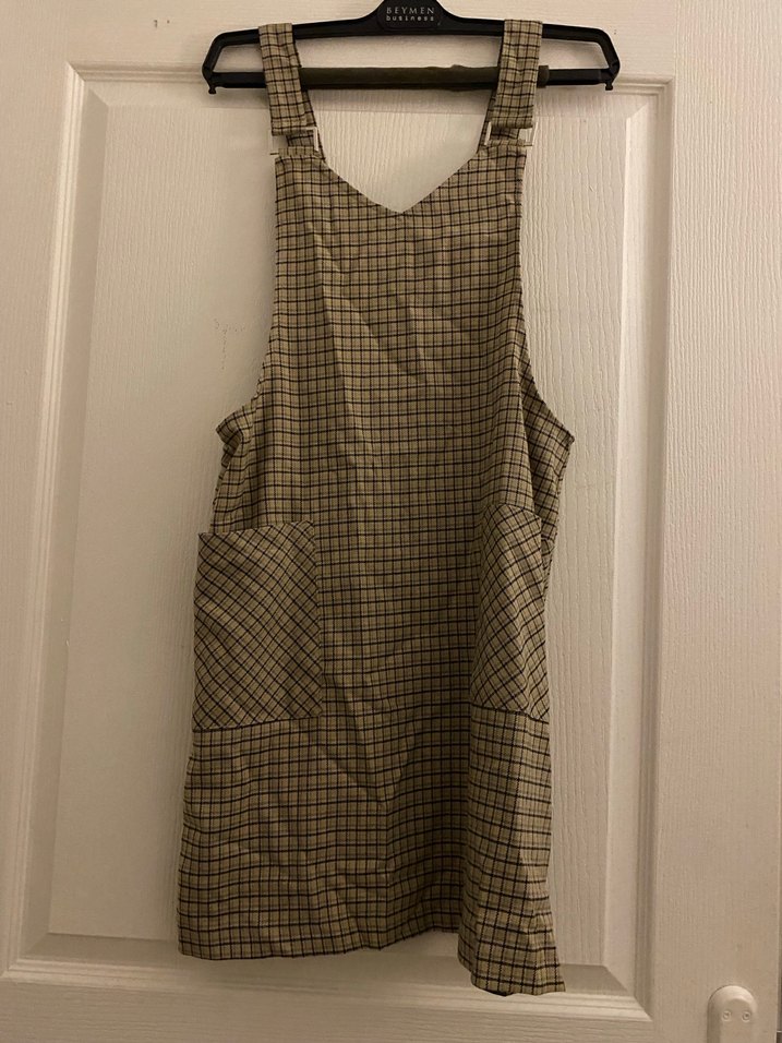 Ekoseli Kolsuz Midi Tulum slopet - Görsel 2