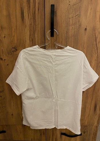 Beyaz Kısa Kollu Basic Tişört - Görsel 2